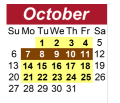 District School Academic Calendar for Hunters Bend Elementary for October 2024