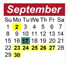 District School Academic Calendar for Hunters Bend Elementary for September 2024