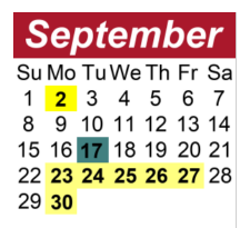 District School Academic Calendar for Oakview Elementary for September 2024