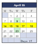 District School Academic Calendar for Social Street School for April 2025