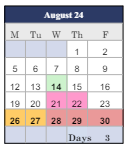 District School Academic Calendar for Social Street School for August 2024