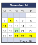 District School Academic Calendar for Fifth Avenue School for November 2024