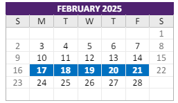 District School Academic Calendar for Forest Grove Middle for February 2025