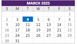 District School Academic Calendar for Forest Grove Middle for March 2025
