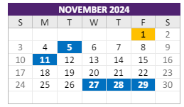 District School Academic Calendar for Forest Grove Middle for November 2024
