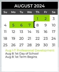 District School Academic Calendar for Draper Intermed for August 2024