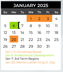 District School Academic Calendar for Akin Elementary for January 2025