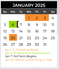 District School Academic Calendar for Smith Elementary for January 2025