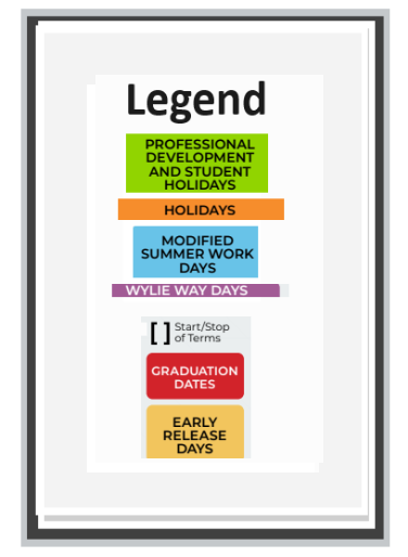 District School Academic Calendar Legend for Cooper Junior High