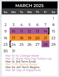 District School Academic Calendar for Mcmillan Junior High School for March 2025
