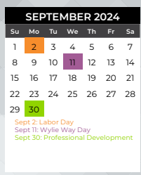 District School Academic Calendar for Akin Elementary for September 2024