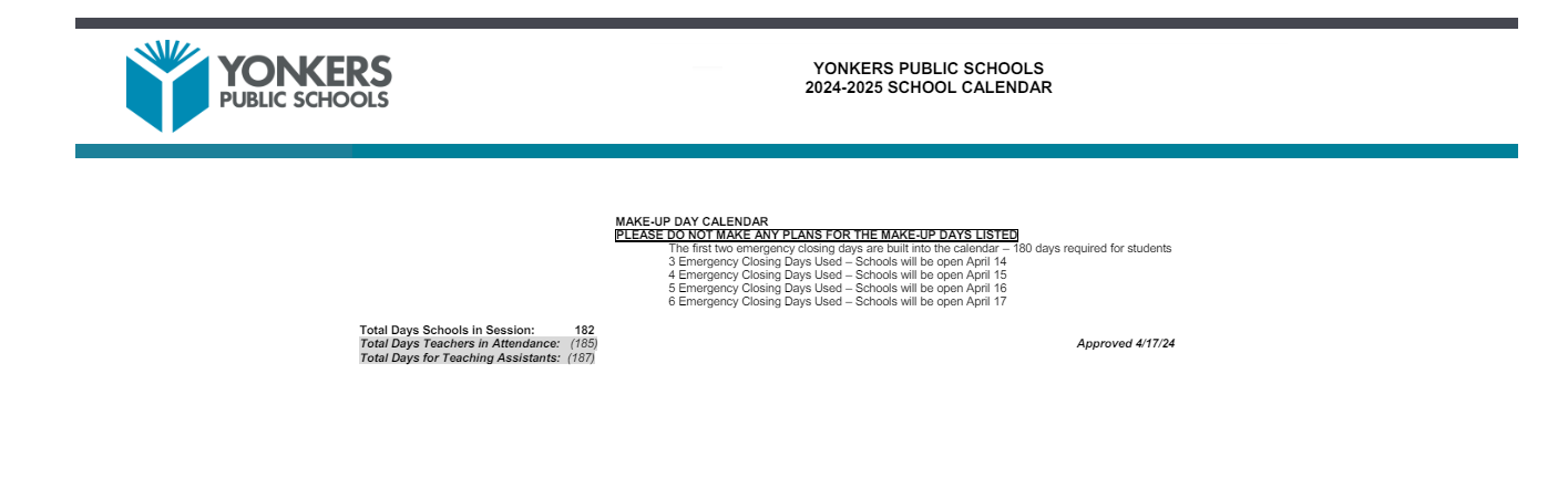 District School Academic Calendar Key for Montessori School 27