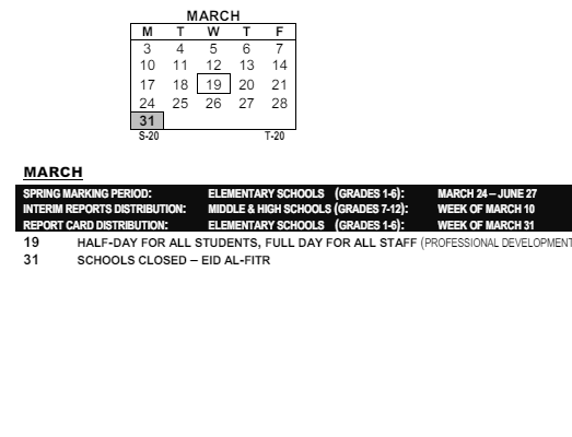 District School Academic Calendar for Montessori School 27 for March 2025