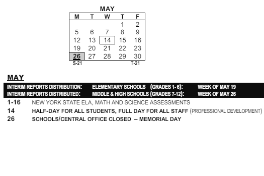 District School Academic Calendar for Montessori School 27 for May 2025