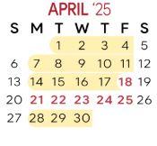 District School Academic Calendar for West Side Upper Elementary for April 2025