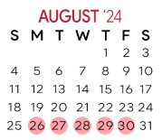 District School Academic Calendar for West Side Upper Elementary for August 2024