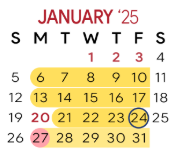 District School Academic Calendar for West Side Upper Elementary for January 2025