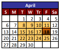 District School Academic Calendar for Plato Academy for April 2025