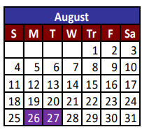 District School Academic Calendar for J M Hanks High School for August 2024