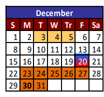 District School Academic Calendar for Cesar Chavez Academy for December 2024