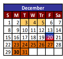 District School Academic Calendar for Constance Hulbert Elementary for December 2024