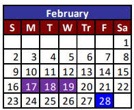 District School Academic Calendar for Riverside High School for February 2025