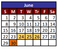 District School Academic Calendar for Robbin E L Washington Elementary for June 2025