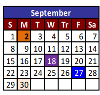 District School Academic Calendar for Parkland High School for September 2024