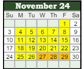 District School Academic Calendar for Stonegate Elementary for November 2024