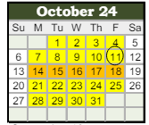 District School Academic Calendar for Stonegate Elementary for October 2024