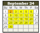 District School Academic Calendar for Stonegate Elementary for September 2024