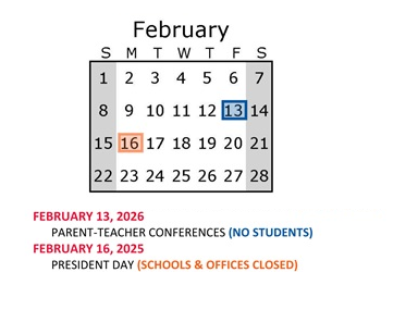 District School Academic Calendar for Saturn Learning Center High School for February 2026