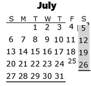 District School Academic Calendar for Saturn Learning Center High School for July 2025