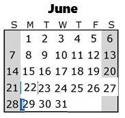 District School Academic Calendar for Saturn Learning Center High School for June 2026