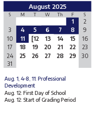 District School Academic Calendar for Marion Elementary for August 2025
