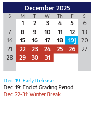 District School Academic Calendar for Marion Elementary for December 2025