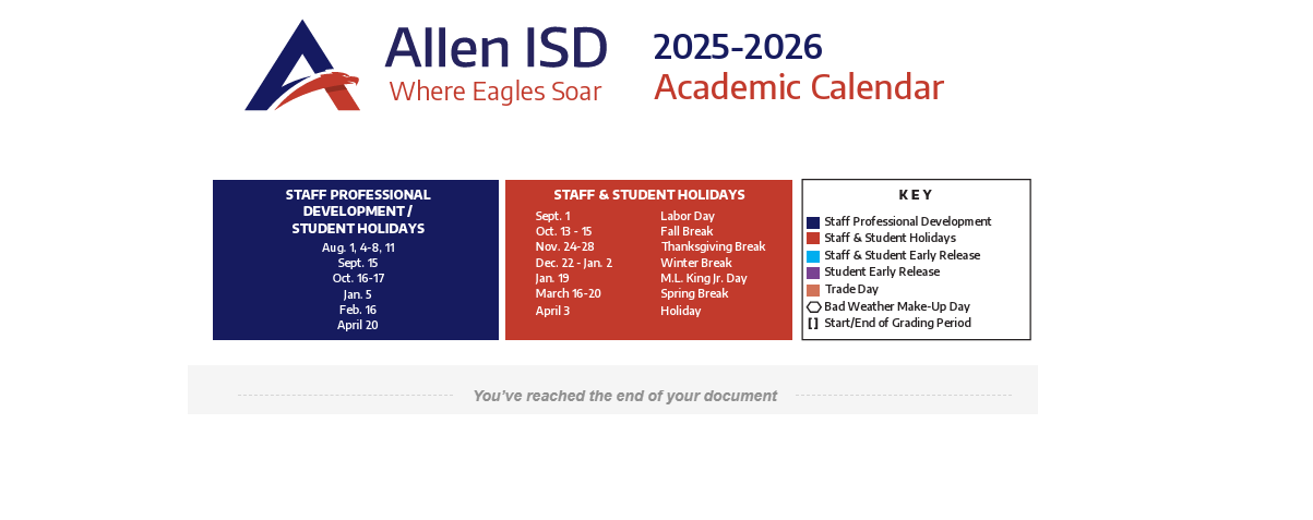 District School Academic Calendar Key for Marion Elementary