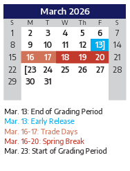 District School Academic Calendar for Marion Elementary for March 2026