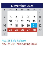 District School Academic Calendar for Marion Elementary for November 2025