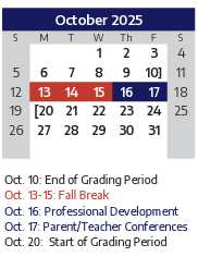 District School Academic Calendar for Marion Elementary for October 2025