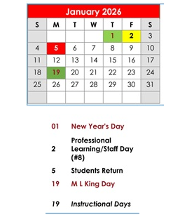 District School Academic Calendar for Elberta Elementary School for January 2026