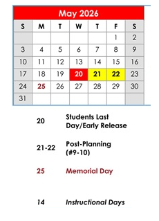 District School Academic Calendar for Elberta Elementary School for May 2026