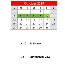 District School Academic Calendar for Elberta Elementary School for October 2025
