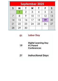 District School Academic Calendar for Elberta Elementary School for September 2025