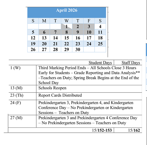 District School Academic Calendar for Baltimore Highlands Elementary for April 2026
