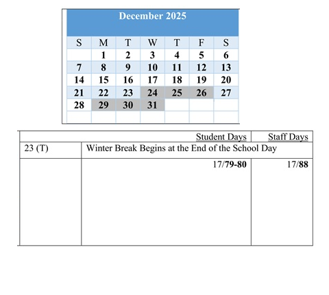 District School Academic Calendar for Baltimore Highlands Elementary for December 2025
