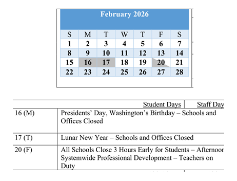 District School Academic Calendar for Baltimore Highlands Elementary for February 2026