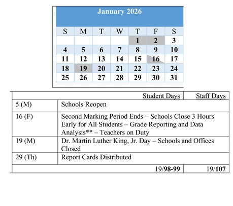 District School Academic Calendar for Baltimore Highlands Elementary for January 2026