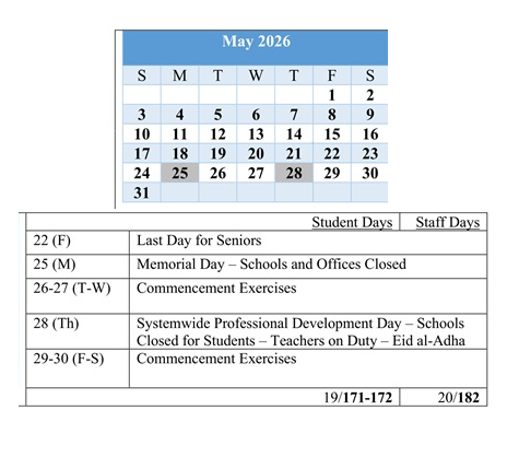 District School Academic Calendar for Baltimore Highlands Elementary for May 2026