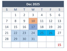 District School Academic Calendar for Woodridge Elementary for December 2025